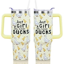 30oz Yellow Duck Tumbler with Handle and Straw - Insulated Travel Coffee Mug & Water Bottle, Gift for Mom, Women, Girls (Birthday, Christmas, Mother''s Day)