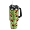 thumbnail image 1 of 30oz insulated car cup with handle and straw suitable for all ages Stainless steel vacuum insulated cup. Inspiration Cherry Painting, 1 of 10