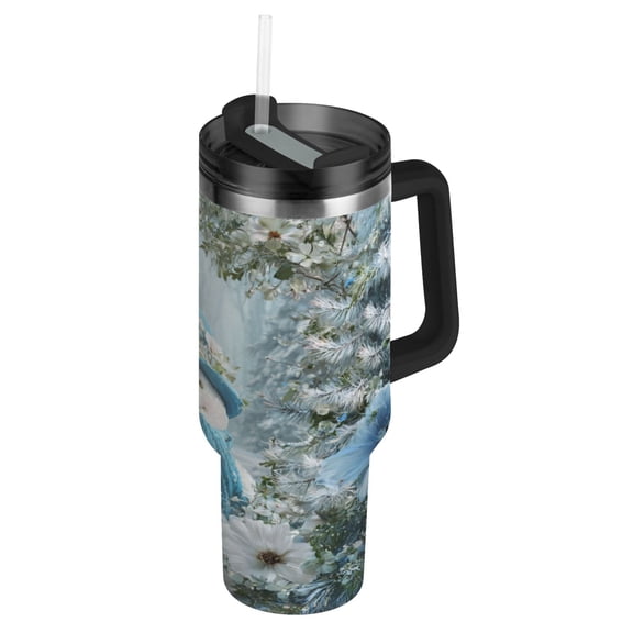 30oz insulated car cup with handle and straw suitable for all ages Stainless steel vacuum insulated cup. Snowman in The Frozen World