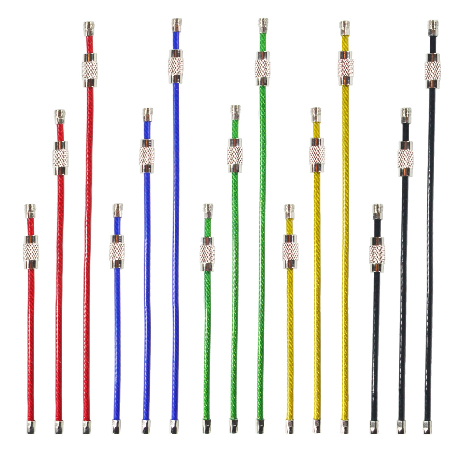 30pack Colored Nylon Coated Stainless Steel Wire Keychains 2mm 4/6.3/7 ...