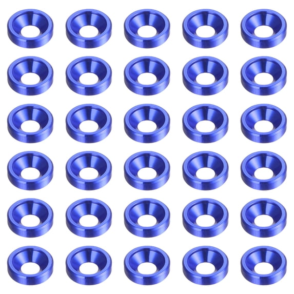 30packs Countersunk Washer M3 Anodized Aluminum Alloy Finishing Washers, Blue