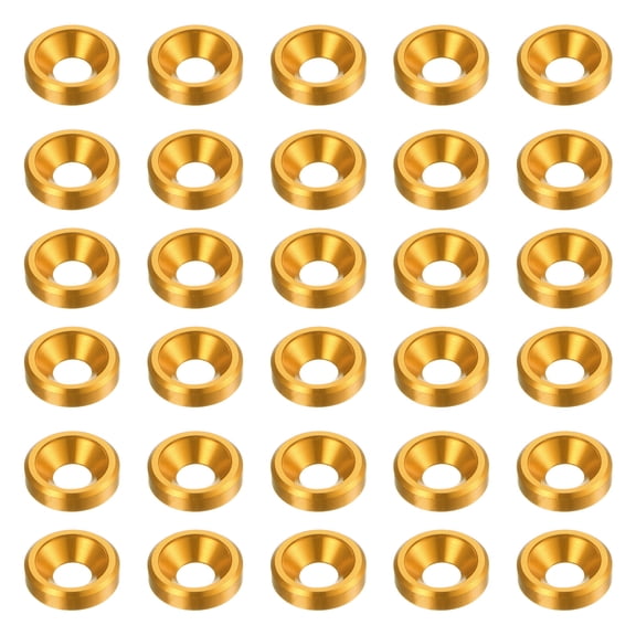 30packs Countersunk Washer M3 Anodized Aluminum Alloy Finishing Washers, Golden