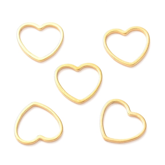 30pc 201 Stainless Steel Linking Rings Heart Golden 10.5x12x1mm Mixed Color