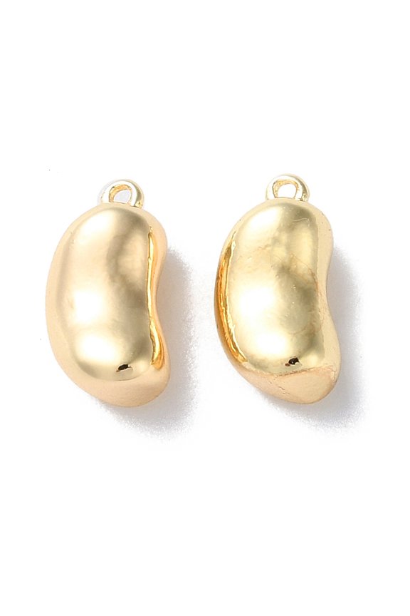 30pc Brass Charms Kidney Bean Charms Real 18K Gold Plated 10.5x5.5x4.5mm Hole: 0.8mm