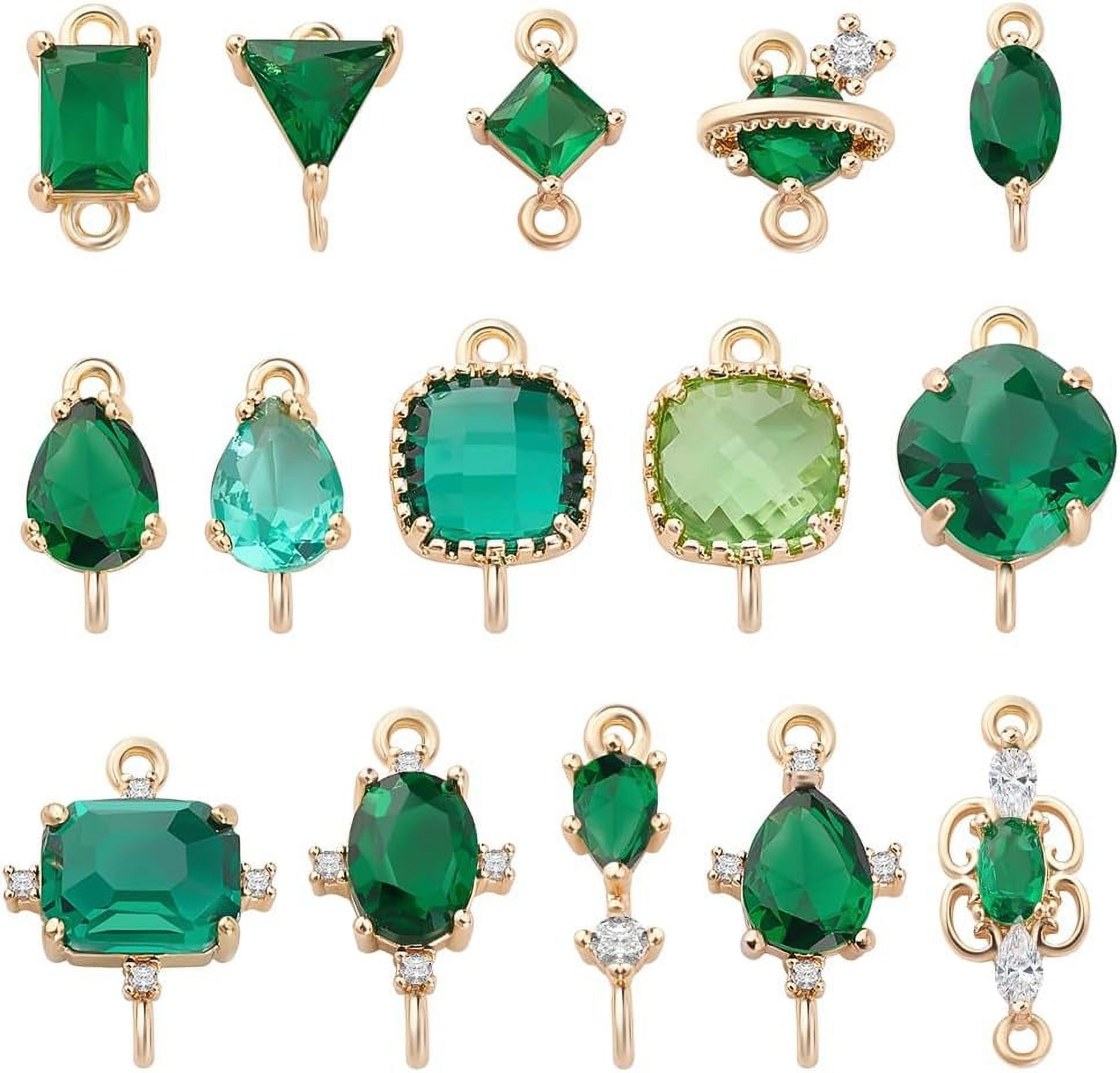 30pc Cubic Zirconia Pendants 15 Styles Gold Plated Rhinestone Bead ...