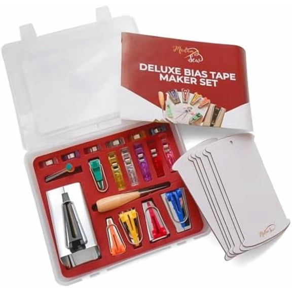 30pc Deluxe Bias Tape Maker Set - Precision Quilting Tools for Perfect Bias Tapes and Bindings, Clips and Flower Pins$$Art & Craft