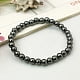 30pc Fashion Non-Magnetic Synthetic Hematite Bracelets with Elastic Crystal Thread Black 55mm