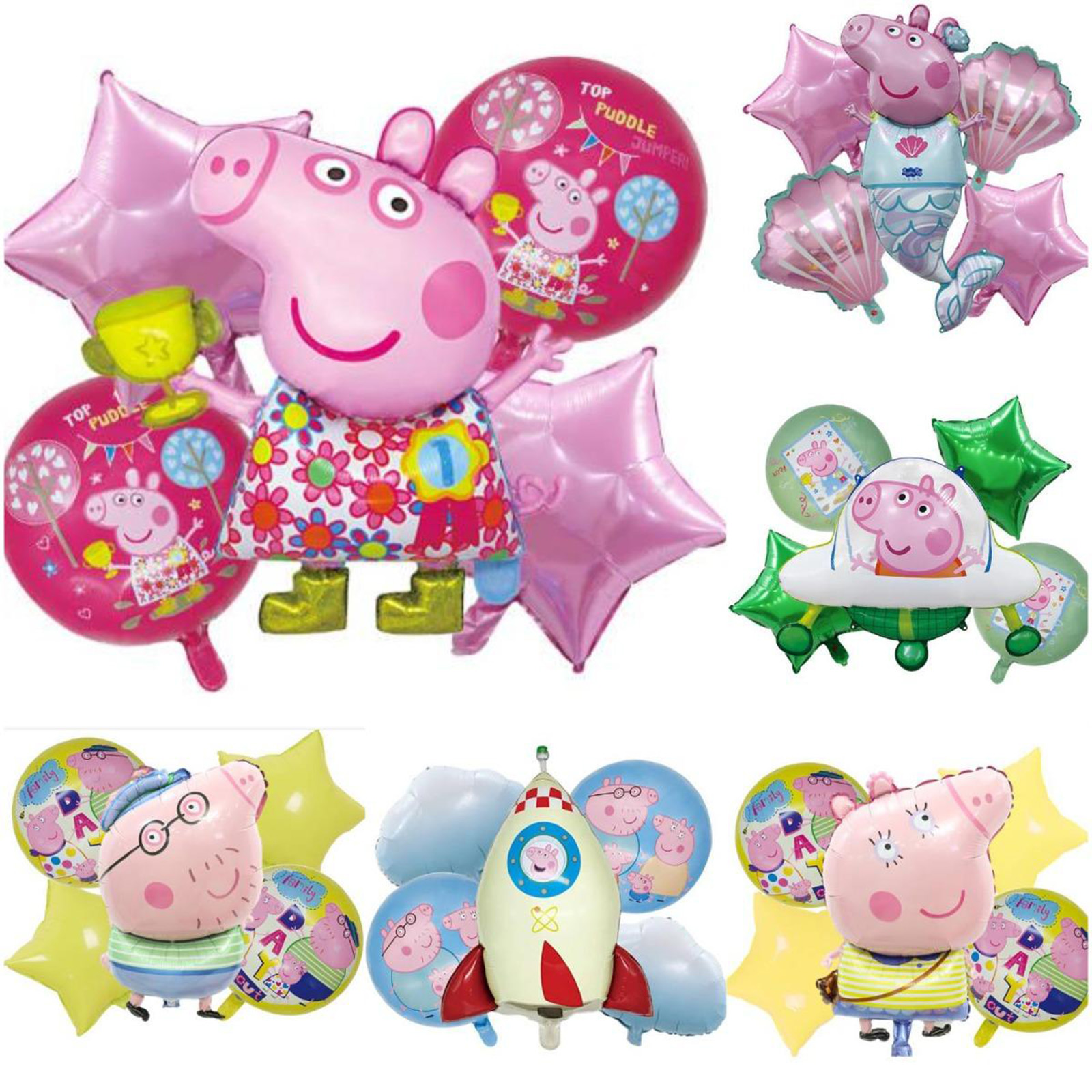 30pc Peppa Pig Theme Balloon Set Birthday Party Decorations,Helium Foil Balloons for Birthday Party