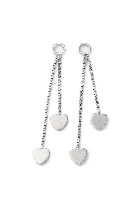 30pc Rack Plating Brass Pendants Long-Lasting Plated Heart Platinum 36mm Hole: 2.3mm