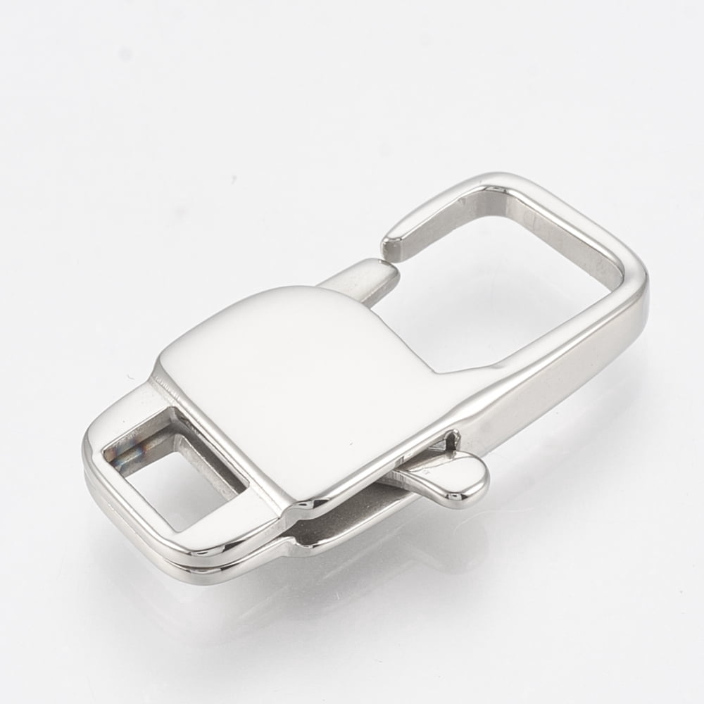 30pc Tarnish Resistant 304 Stainless Steel Lobster Claw Clasps Rectangle Stainless Steel Color 15x7x3.5mm Hole: 2.5x1.5mm