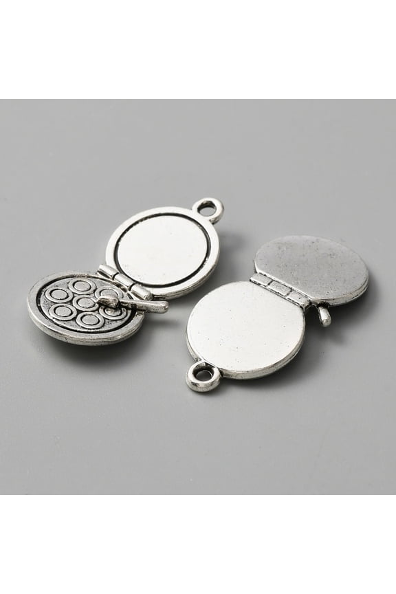 30pc Tibetan Style Alloy Pendants Makeup Palette Charms Silver 33x16x4mm Hole: 1.8mm