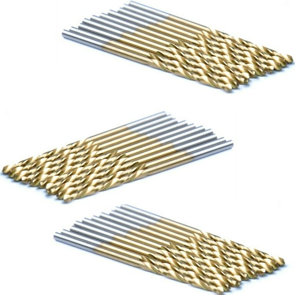 30pcs   1/16" HSS Jobber Length Drill Bit Titanium Coated for Metal Plastic Wood