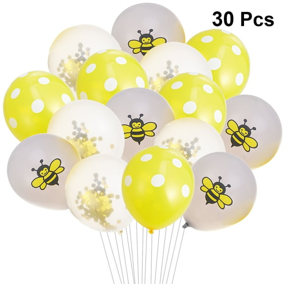 30pcs 12 Inches Bee Pattern Balloons Dot Sequin Latex Balloons Party Balloon for Birthday Baby Shower (10pcs Balloon, 10pcs Yellow Dot Balloons, 10pcs Golden Sequin Ballon)