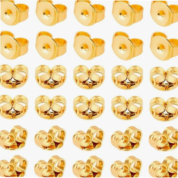 30pcs/ 15 Pairs Earring Backs, Gold Earring Backings Earring Safety Backs Earring Backs Replacement Earring Stoppers for Stud Earrings, Jewelry Making (6 x 5mm)