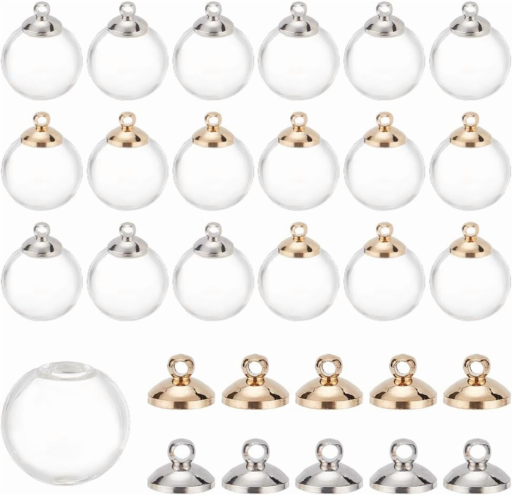 10set Mini Clear Glass Globe Bottle With Base & Cap Set