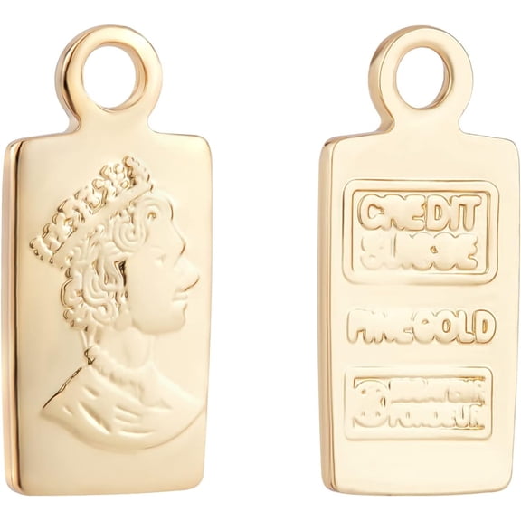 30pcs 18K Gold Plated Rectangle Charms Rectangle Brass Pendants with Word for DIY Bracelet Necklace Jewelry Making Gold