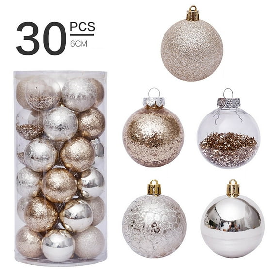 30pcs 2.36 Inch Modern Christmas Balls Ornaments, Mini Xmas Tree Hanging Decorations Set for Christmas Brithday and Holiday Party Home Decor