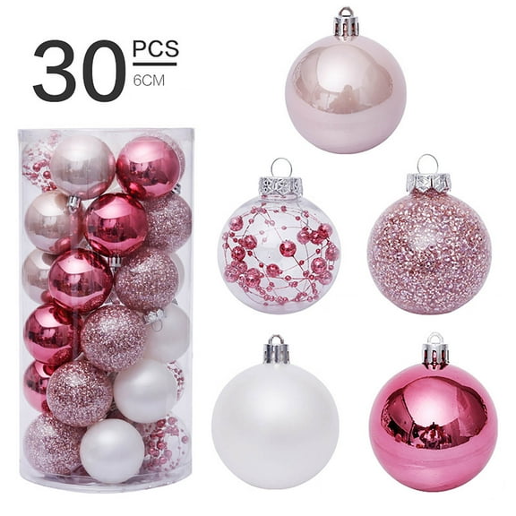 30pcs 2.36 Inch Modern Christmas Balls Ornaments, Mini Xmas Tree Hanging Decorations Set for Christmas Brithday and Holiday Party Home Decor