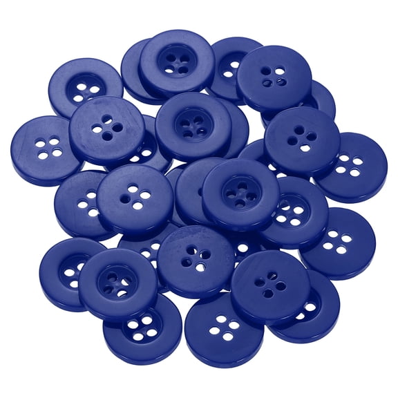 30pcs 28L Sewing Buttons 11/16"(18mm) Resin Round Flat 4-Hole Craft Replacement Buttons for Sewing Clothing and DIY, Blue