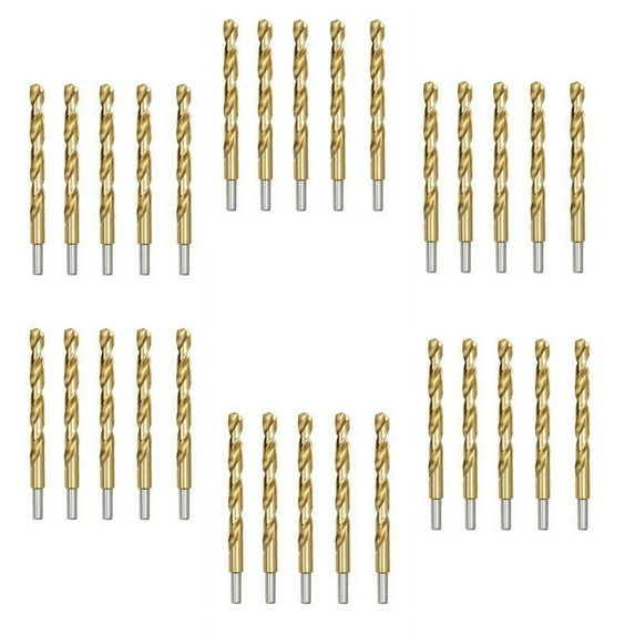 30pcs 29/64" HSS Jobber Length with 3/8" Reduced Shank Drill Bit Titanium Coated for Metal Plastic Wood