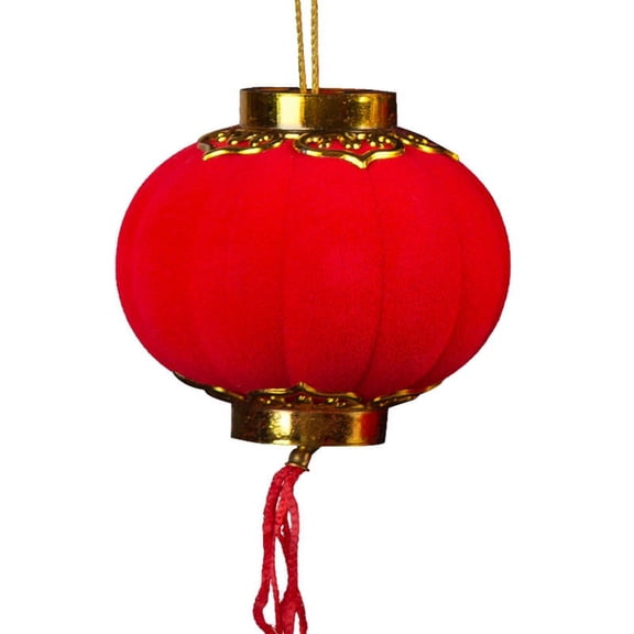 30pcs 3/4cm Small Flocking Red Lanterns DIY Mini Lucky Hanging Lantern New Year