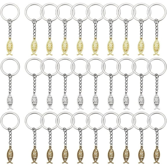 30pcs 3 Colors Jesus Fish Keychain 3.15 Inch Keychain Bag Pendant Keychains for DIY Jesus Party Decorations Easter Gifts Wedding Favors Pendant: 1 inch