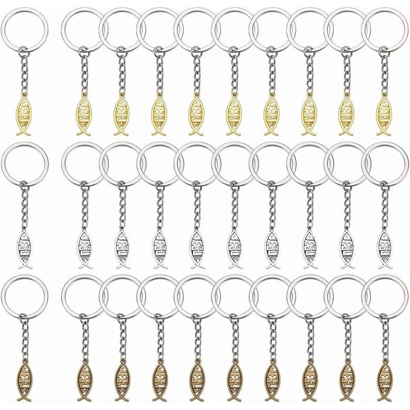 30pcs 3 Colors Jesus Fish Keychain 3.15 Inch Keychain Bag Pendant Keychains for Jesus Party Decorations Easter Gifts Wedding Favors Pendant: 1 inch