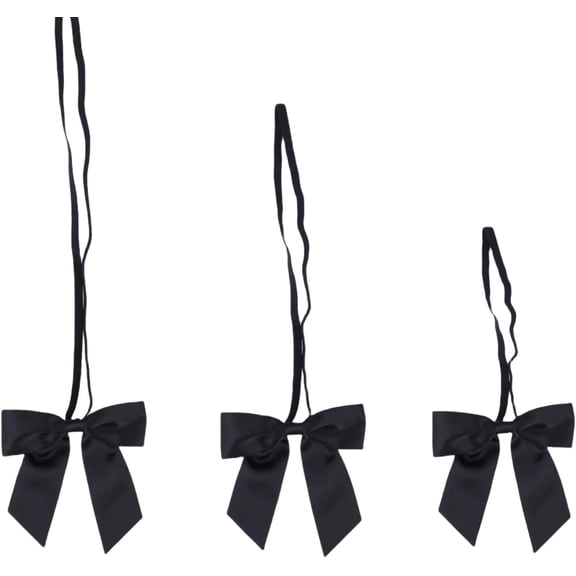 30pcs 3 Inch 5 Inch 8 Inch Elastic Gift Bows Pre-Tied, Stretchy Reusable Satin Ribbon Loops for Christmas/Wedding/Baby Shower Self-Adhesive Party Favors Decorations(Black)