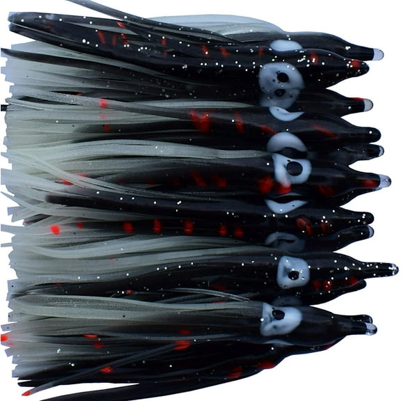 30pcs 3" Soft Octopus Skirt Fishing Lure Squid Skirts Trolling Fishing Lures Baits for Saltwater Fishing 7.5cm (Black)