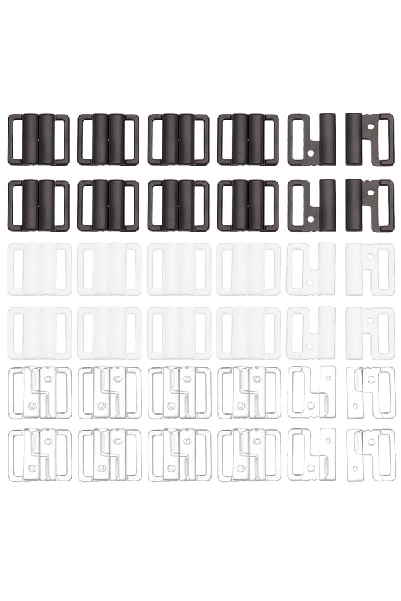 30pcs 3 colors Plastic Bikini Clips Bra Clasp Replacement Part Lingerie Snap Closure Mixed color 25x20mm Inner Diameter: 15mm 10pcs/color