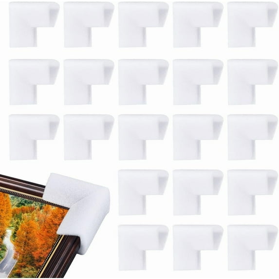 30pcs 30 Pcs Edge Foam Protection Corners L Shape Corner Protectors Shipping Foam for Fragile Artwork Furniture Corner Table Edge Guard Photo Packaging White