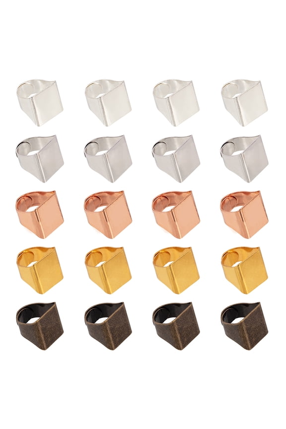 30pcs 5 Colors Brass Ring Blanks Pad Rectangle Ring Pad Adjustable Finger Ring Base for Embellishment Jewelry Making for DIY