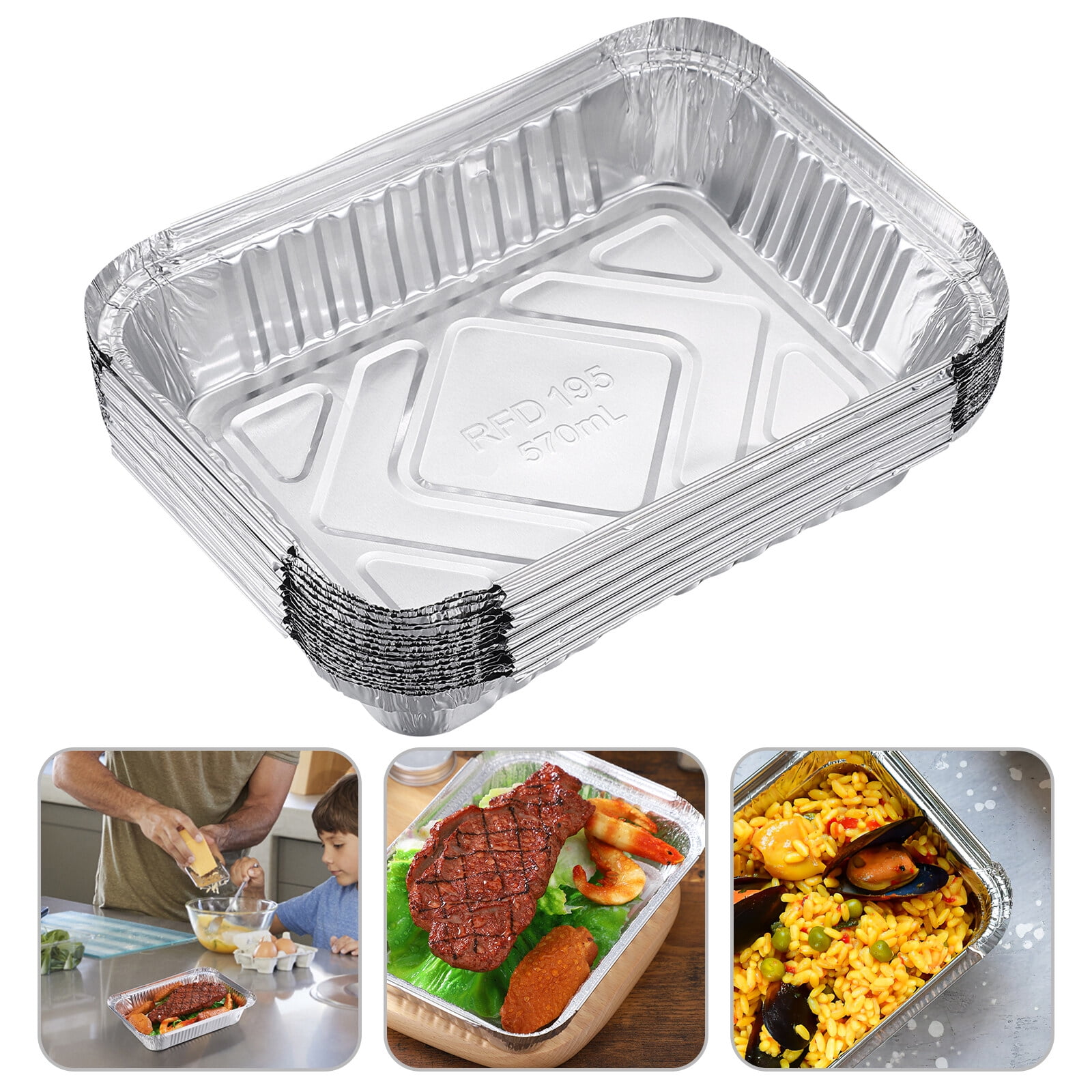 30pcs 570ml Disposable BBQ Drip Pan Tray Aluminum Foil Tin Liners for