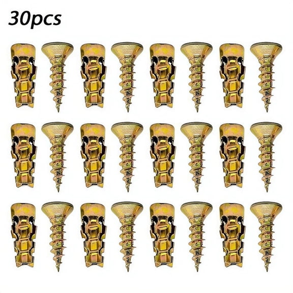 30pcs 6×14mm Short Expansion Screw Set for Cabinet Hinge Repair, Easy to Install