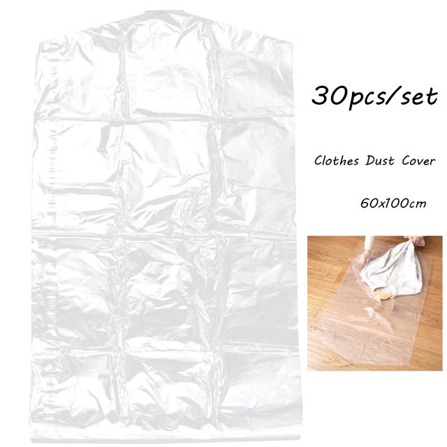 30pcs 60x100cm Clothes Dust Cover Clear Plastic Garment Bags Disposable