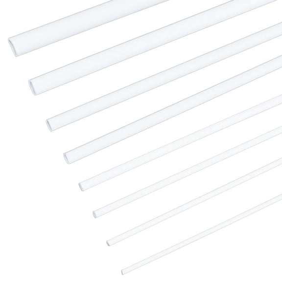 30pcs 8 Sizes Plastic Round Tube 11.8 Inch White Plastic Hollow Tubes 2/2.5/3/4/5/6/8/10mm Diameter Hollow Round Bar Rods Styrene Tube for DIY Sand Table Architectural Model Making DIY