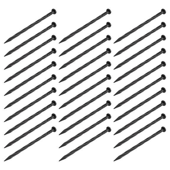 30pcs 8in Landscape Anchoring Spikes Edging Stake Spiral Nylon Patio Garden Anchor Nails 20CM Black Pegs For All Soil Fixing