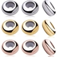 thumbnail image 1 of 30pcs 8mm Insert Rubber Stopper Beads Brass Adjustable Slider Clasps Round Beads Positioning Spacer Beads Jewelry Making Accessories for DIY Bracelet Necklace Crafts, 3 Colors, 1 of 7