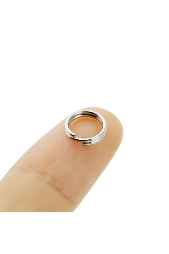 30pcs 8mm Mini Split Jump Ring with Double Loops Small Round Metal Silver Key Rings Connectors for Making Handwork Charms Pendants Key Chains Ornaments DIY Crafts Accessories
