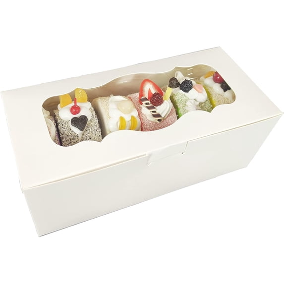 60pcs 12 Inch White Bakery Boxes With Window - Cookie Pastry Dessert Gift Boxes, 12x8x2.5 Inch