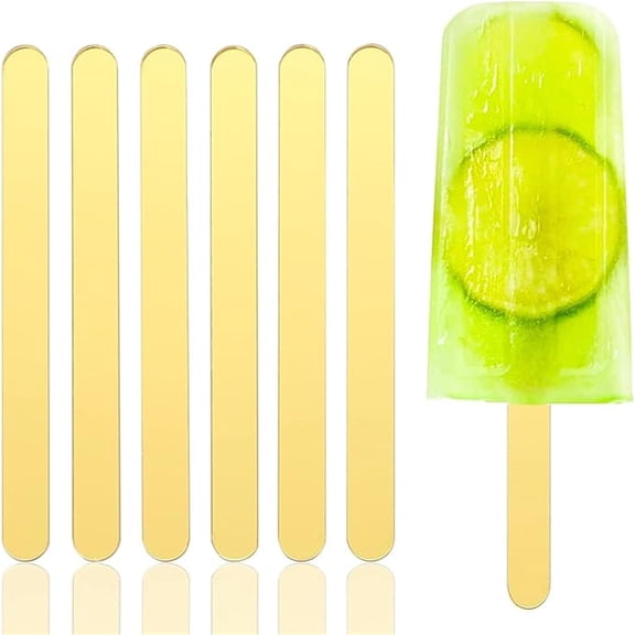 30pcs Acrylic Cakesicle Popsicle Sticks, Plastic Gold Popsicle Sticks for Cakesicles, Reusable Popsicle Mold Sticks, 4.5“ Cake Pop Ice Cream Sticks Bulk for Home Cake Candy Gifts Party Craft
