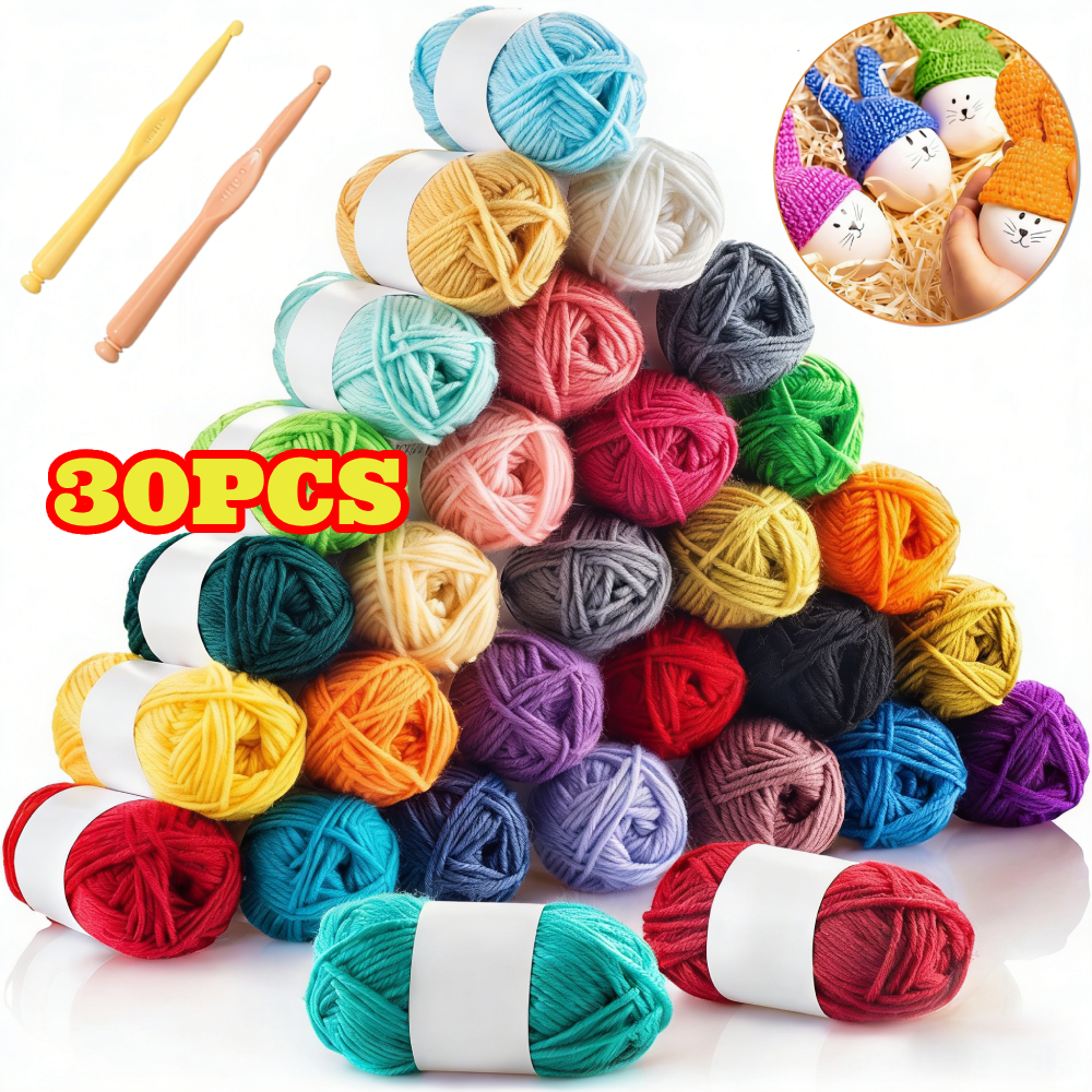 30pcs Acrylic Yarn for Crocheting, 1300 Yards Soft Skeins for Knitting Craft Project, Mixed Colors Yarn Crochet Kit for Adults, 20g/Each