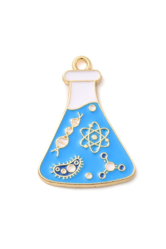 30pcs Alloy Enamel Pendants Golden Test Tube Cup 28x19.5x1.5mm
