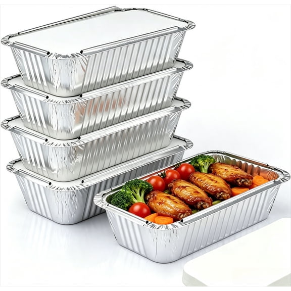 30pcs Aluminum Loaf Pans with Lids 1.5 LB Disposable Bread Tins for Baking, Lunch Containers, Single Serve Baking Dishes - Foil Loaf Pans, Aluminum Bread Pans 7.8 x 4.3 x2 Inches