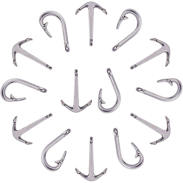 30pcs Anchor Hook Pendants Fish Hook Charms Sea Theme Beads Tibetan Alloy  Beads Charms for Summer Hawaii DIY Men Bracelet Necklace Jewelry Making  Antique Silver 