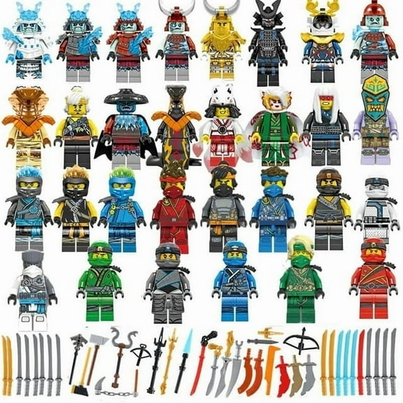 30pcs Anime Ninja Warrior Minifigures Collection, Custom Building Block Action Figures Set, Creative Birthday & Holiday Gift Toys for Kids