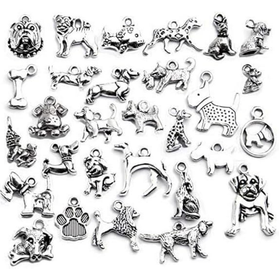 30pcs Antique Tibetan Silver Animal Charms Alloy Pet Dog Paw Charm Pendants Jewelry Making Findings for DIY Necklace Bracelet Keychain
