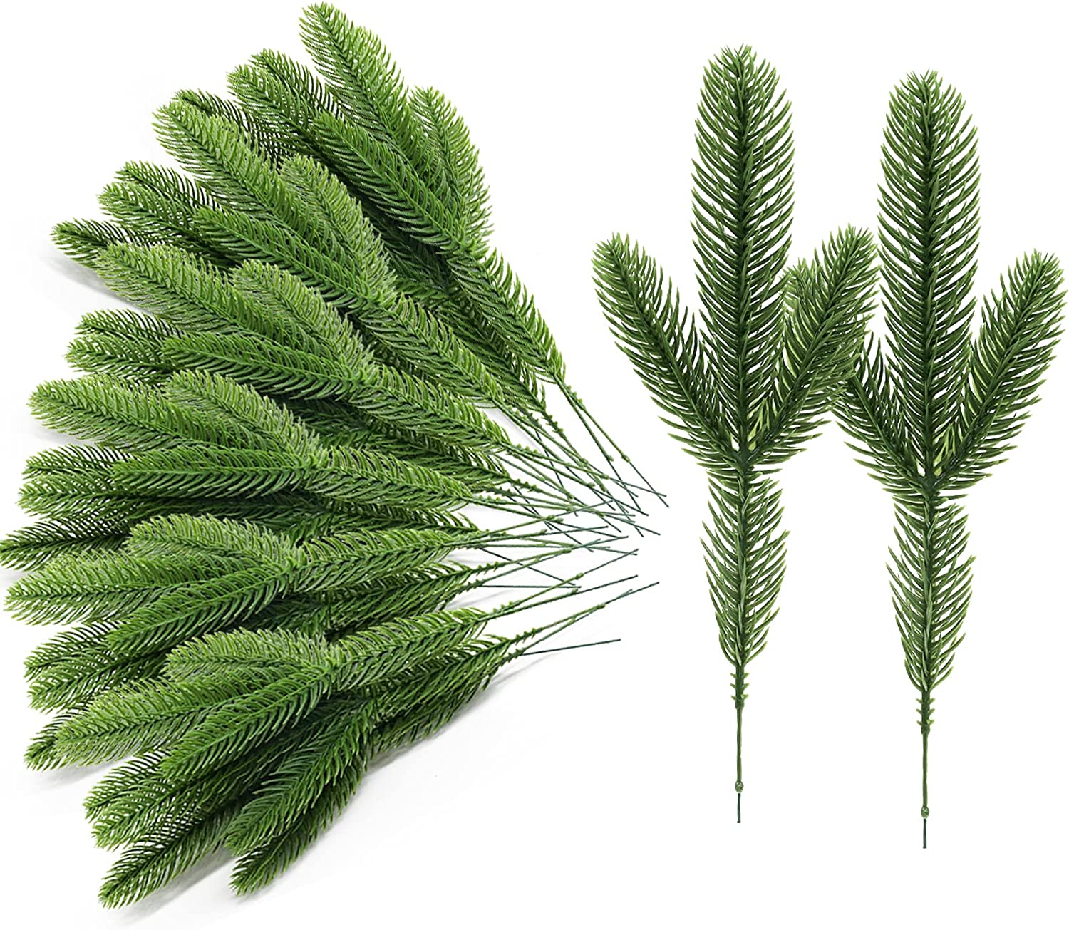 30pcs Artificial Pine Branches Green Plants Pine Needles Greenery Pine
