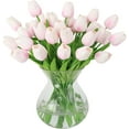 thumbnail image 1 of 30pcs Artificial Tulip Flowers Fake Real Touch Tulips Flower Bouquet for Wedding Arrangements Centerpieces Home Decoration (White), 1 of 5