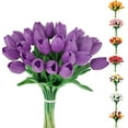 thumbnail image 1 of 30pcs Artificial Tulips Flowers Fake Latex Tulip Stems - Real Touch Faux Lavender Purple Tulips Flower for Easter Spring Wedding Bouquet Centerpiece Floral Arrangement Wedding Cemetery Table Decor, 1 of 8